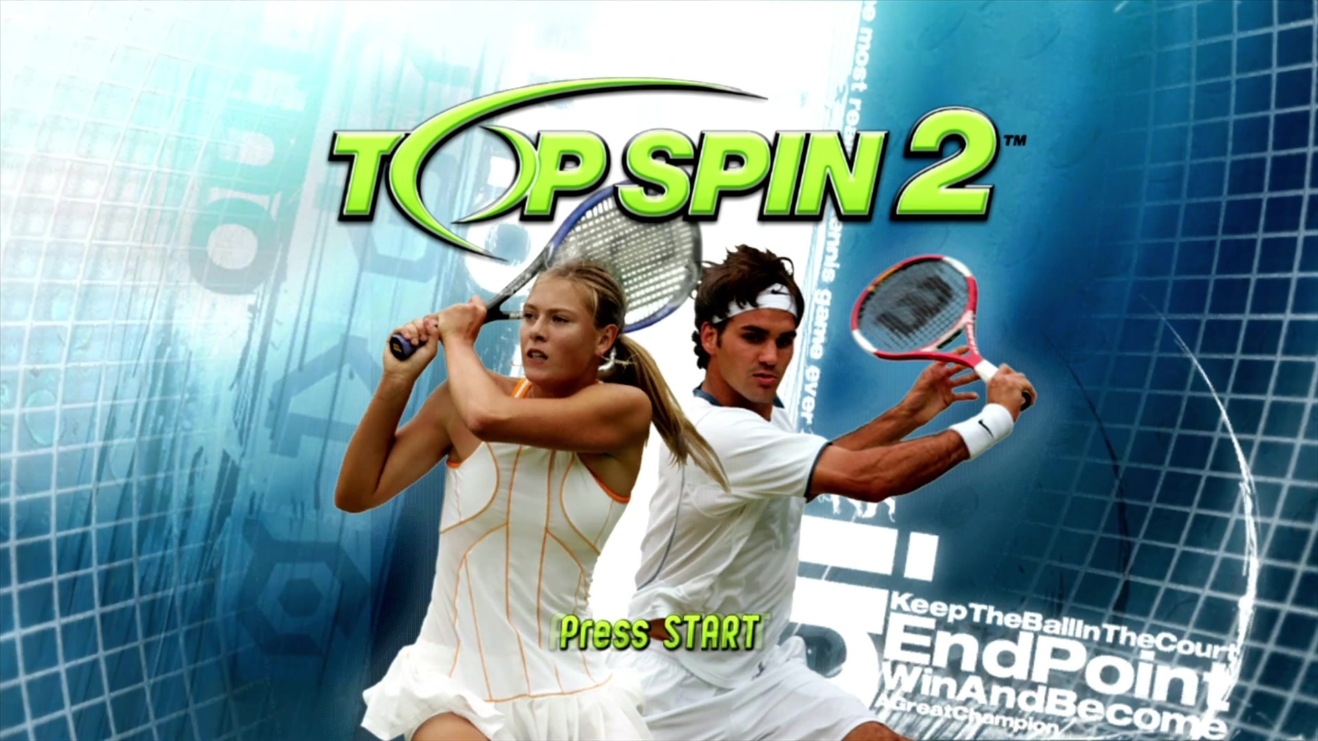 Top Spin 2 title screen for Xbox 360